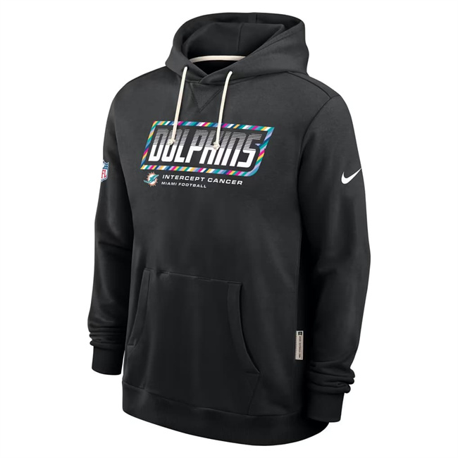 Men's Miami Dolphins Black 2026 Crucial Catch Sideline Standard Issue Dri-FIT Pullover Hoodie